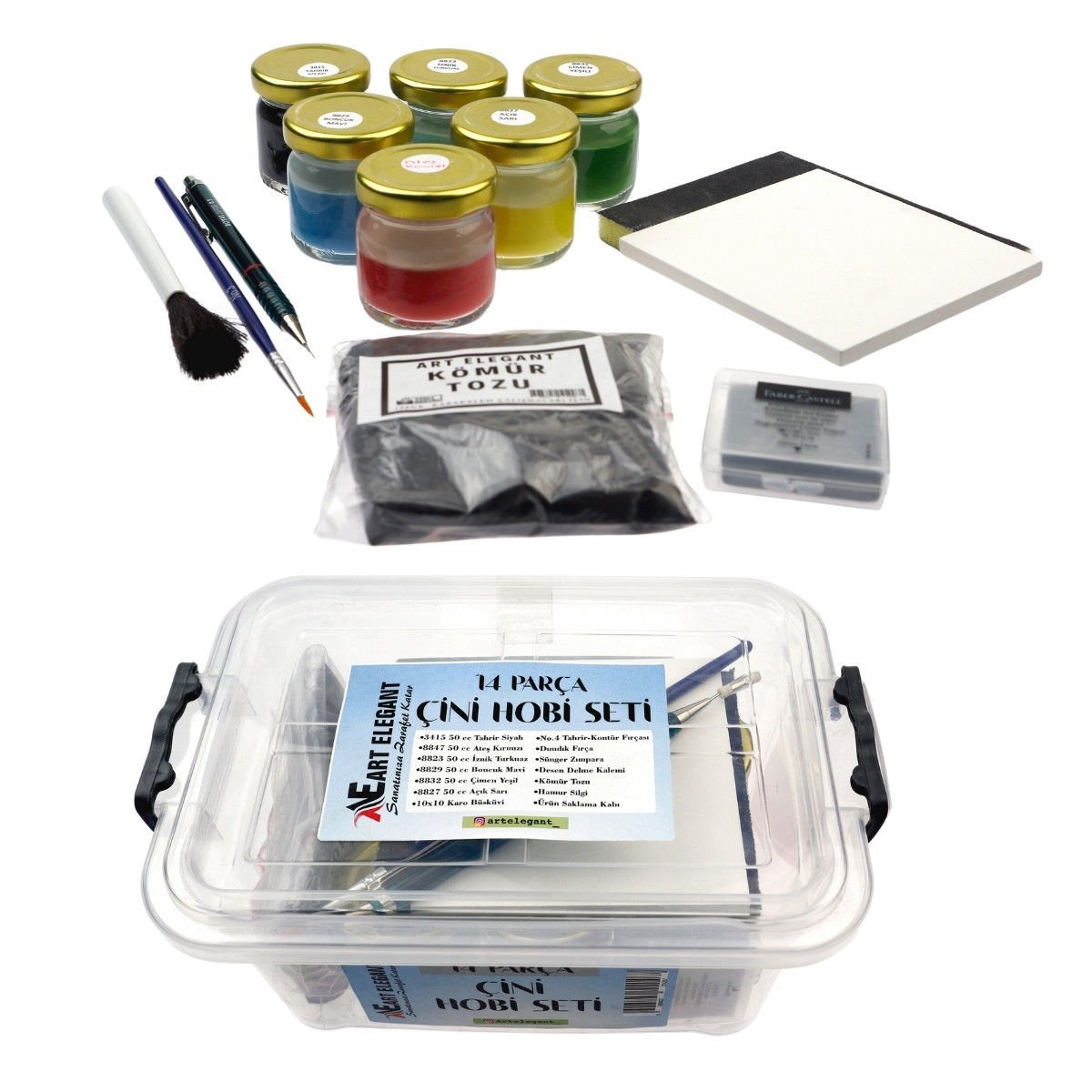 ART ELEGANT 14 LÜ  ÇİNİ BOYAMA SETİ