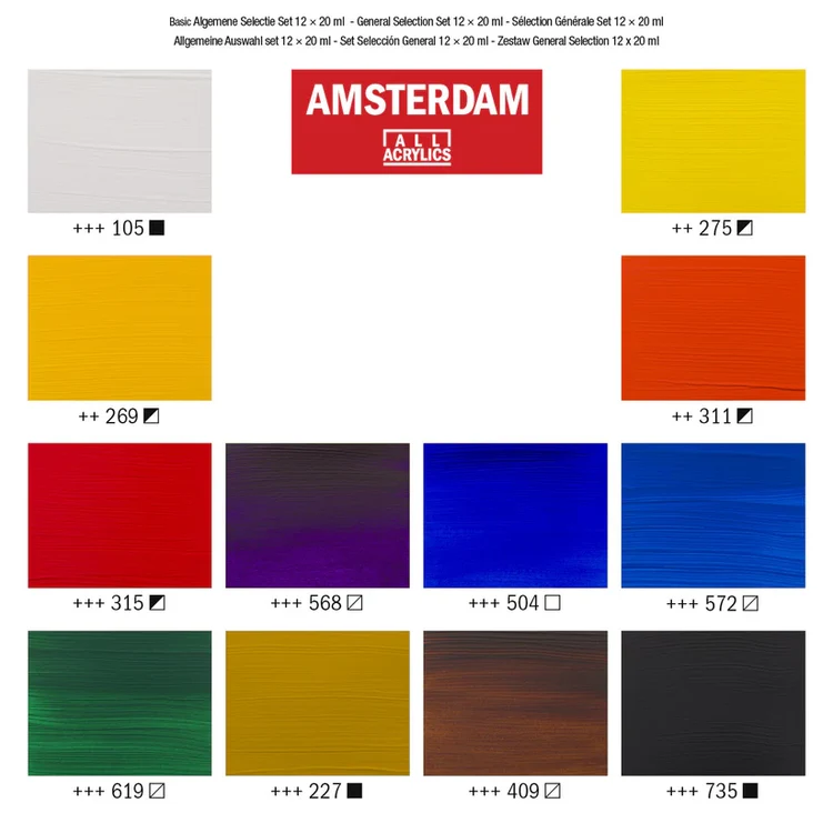 Amsterdam Standard Series acrylic paint general selection set | 12 x 20 ml