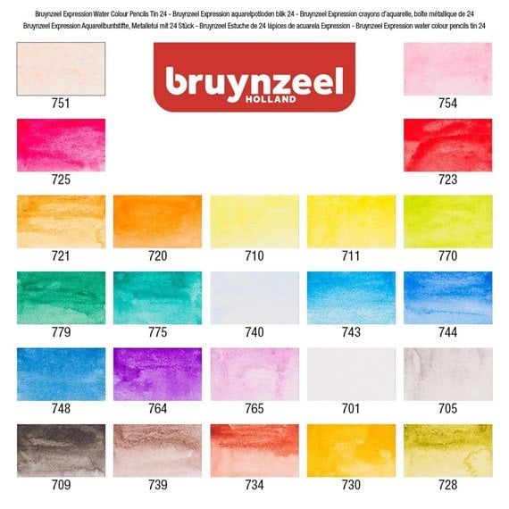 Bruynzeel Expression watercolour pencil tin | 24 colours