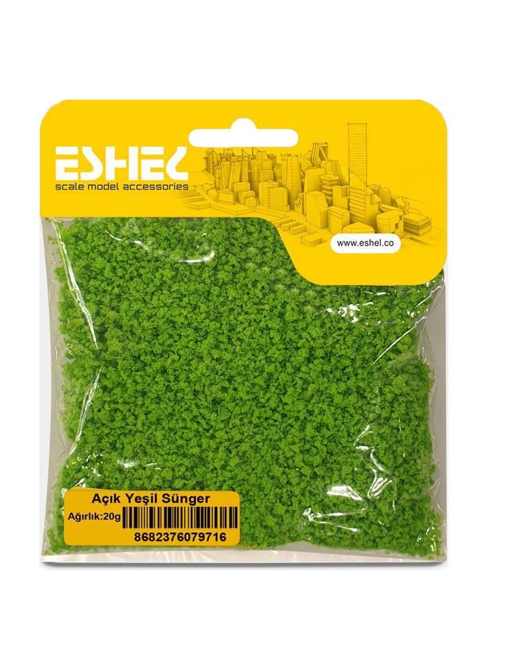 Eshel Maket Açık Yeşil Sünger 20gr
 Eshel Maket Açık Yeşil Sünger 20gr