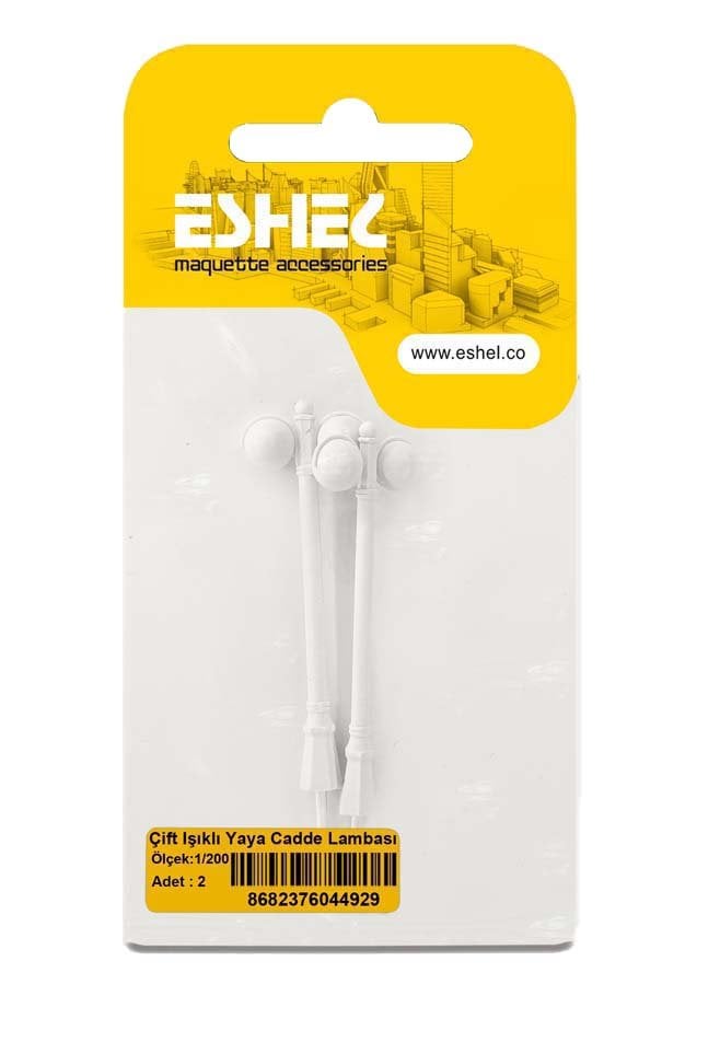 Eshel Maket Çift Işıklı Yaya Cadde Lambası 1/200 2li

