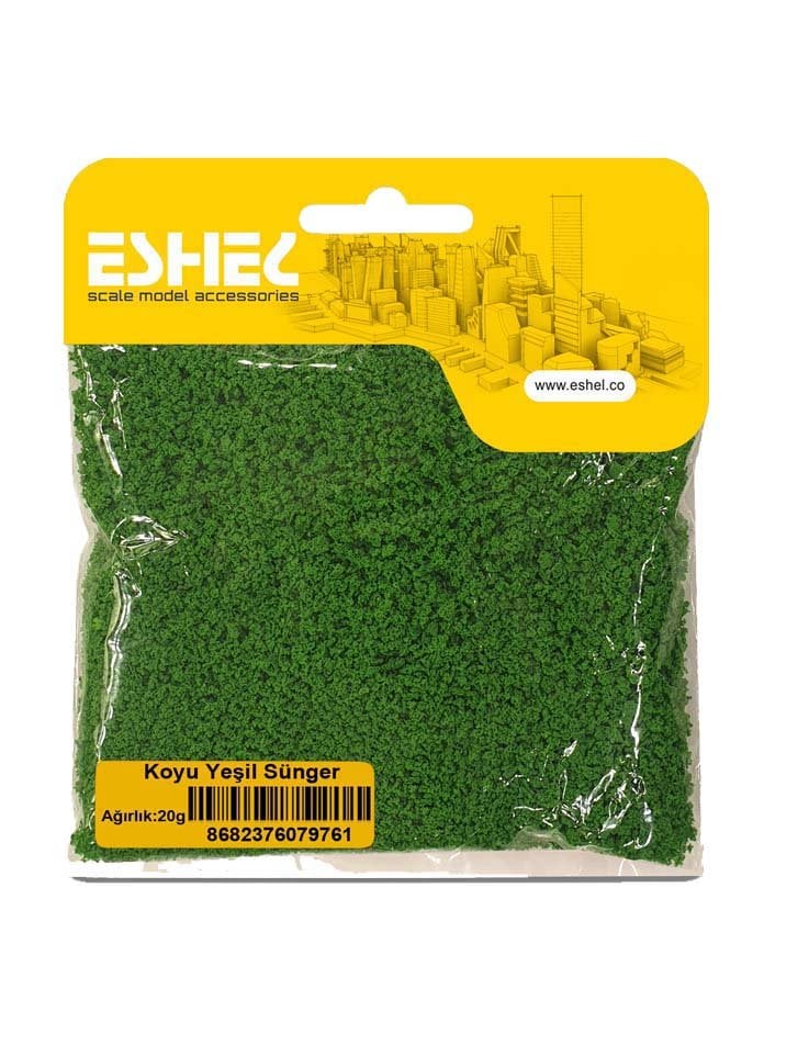 Eshel Maket Koyu Yeşil Sünger 20gr
 Eshel Maket Koyu Yeşil Sünger 20gr