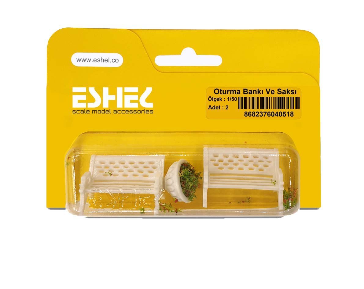 Eshel Maket Oturma Bankı Ve Saksı 1/50 2li
