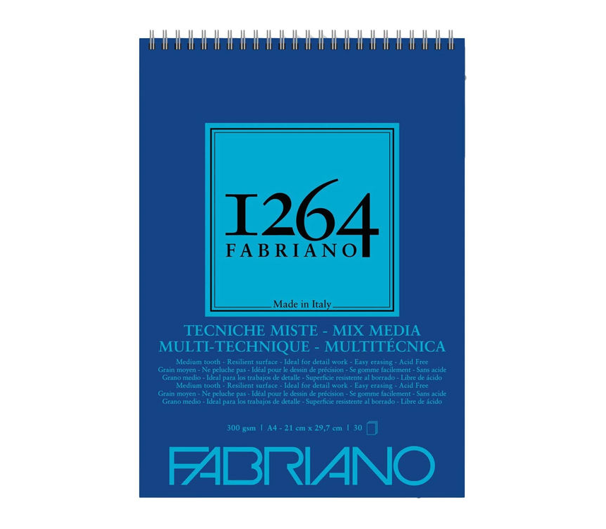 FABRIANO 1264 MIX MEDIA A3 - 300 GR - F-1264 ÇOK AMAÇLI DEFTER - ÜST SPİRALLİ - MİKROPERFORELİ/30 YP.