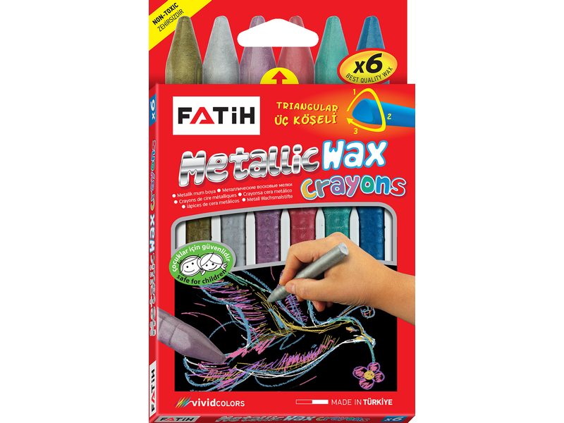 Fatih Metallic Wax Crayon  6 Renk Jumbo