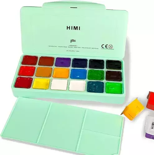 HIMI Jelly Cup Gouache Set - 18 Colours (Green Case Edition) HIMI Jelly Cup Gouache Set - 18 Colours (Green Case Edition)
