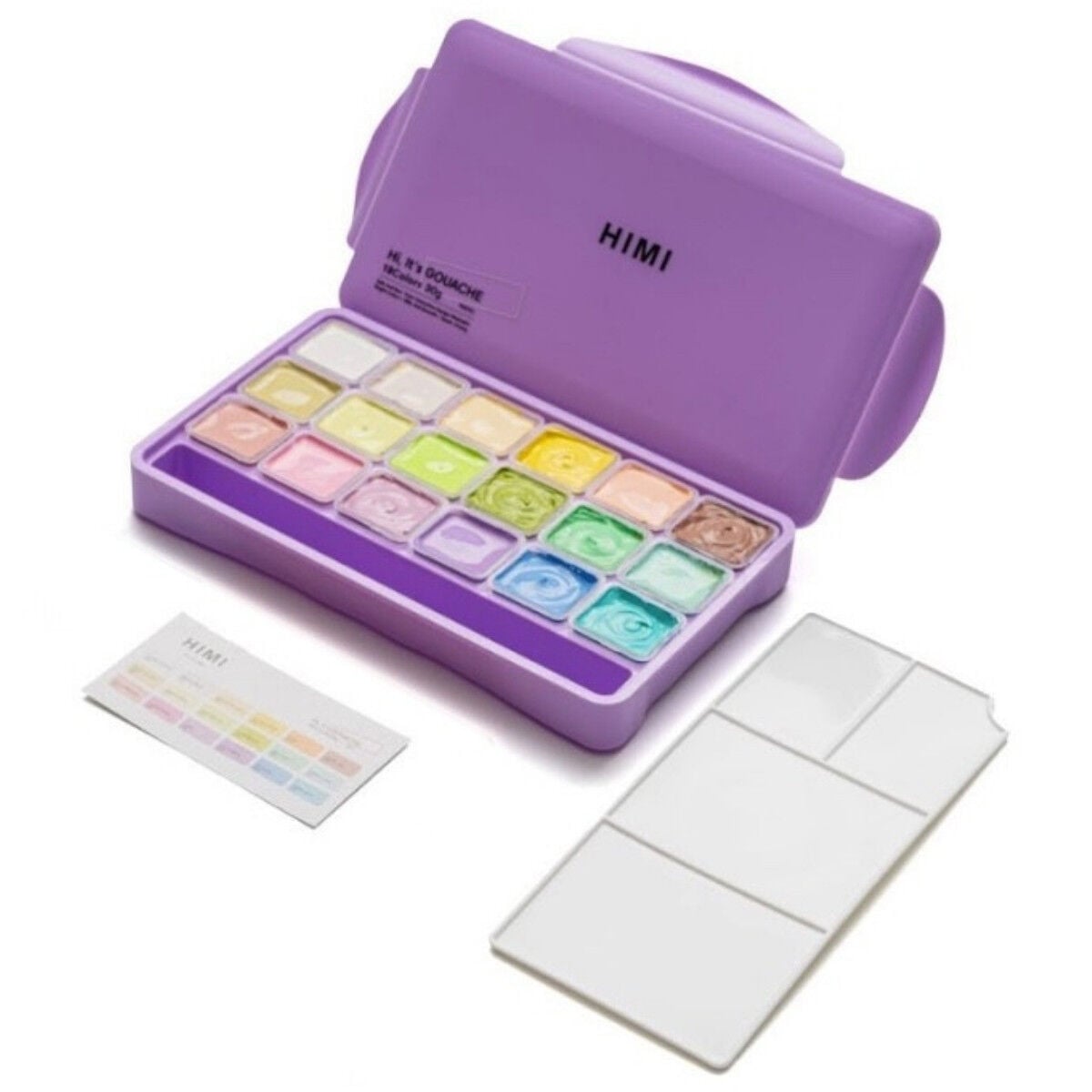 HIMI Jelly Cup Gouache Set - 18 Colours (Purple Case - Pastel Edition)  