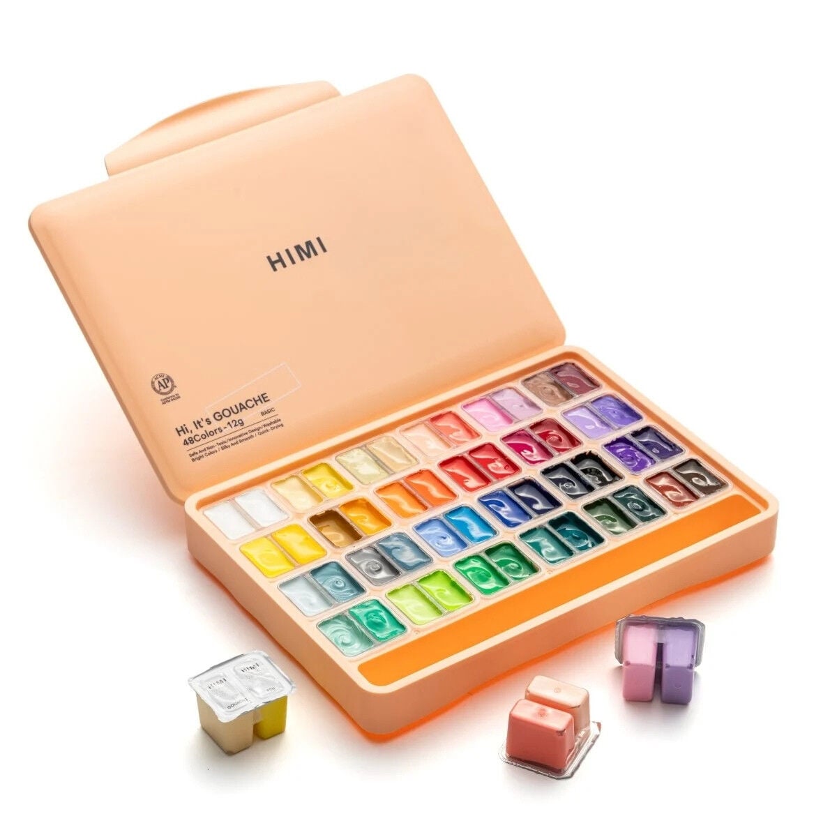 HIMI Twin Cup Gouache Set - 48 Colours (Peach Fuzz Case Edition) 