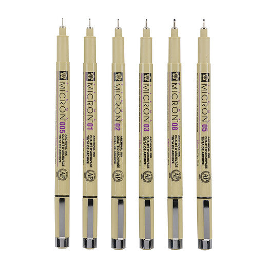Sakura Pigma Micron fineliner set | 6 sizes, black