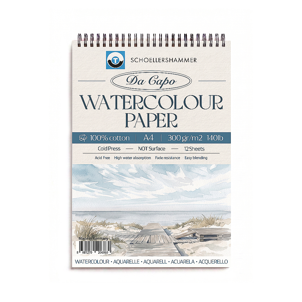 Schoellershammer Da Capo %100 Cotton Watercolor Pad A4 300gr 12yp Schoellershammer Da Capo %100 Cotton Watercolor Pad A4 300gr 12yp