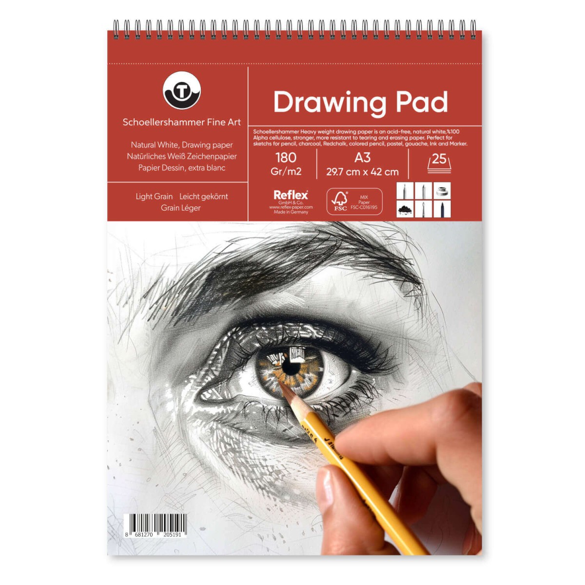 Schoellershammer Heavy Weight Drawing Pad 180gr A3 20yp Schoellershammer Heavy Weight Drawing Pad 180gr A3 20yp