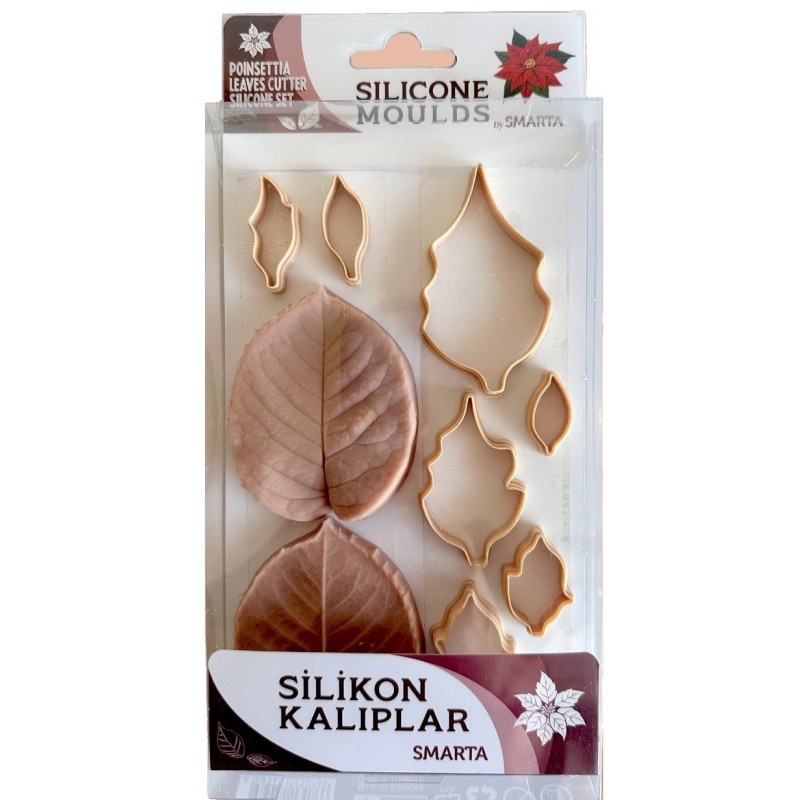Smarta Silikon Kalıp - Poinsettia & Leave Atatürk Çiçeği &Yaprak