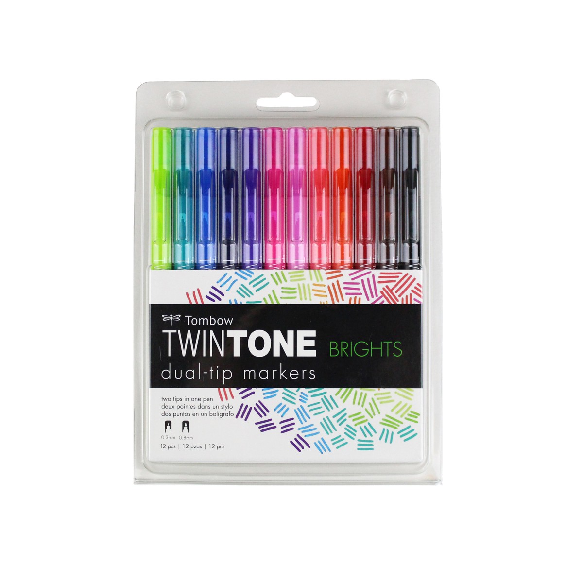 Tombow TWIN TONE Dual-Tip G.Kalemi Seti Brights(Parlak Renkler) 12 renk