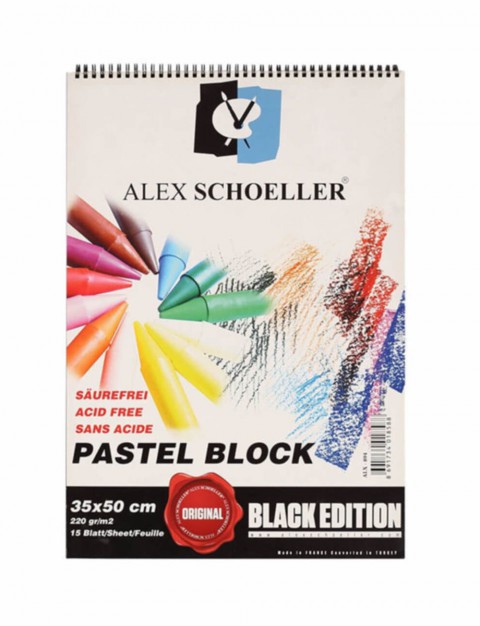 Alex Schoeller Resim Defteri Pastel Fon Blok 35x50 Siyah 220gr 15 Yaprak