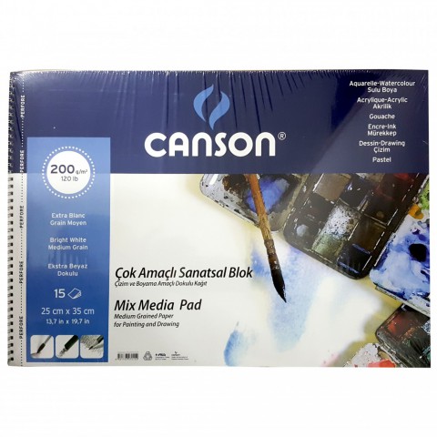 Canson Mix Media Pad Çok Amaçlı Resim Defteri (25x35) 200gr 15 Sayfa