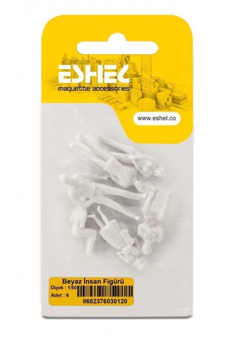 Eshel Maket Beyaz İnsan Figürü 1/50 6lı
