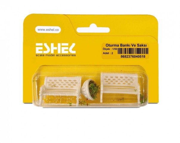 Eshel Maket Oturma Bankı Ve Saksı 1/50 2li
