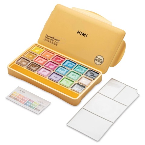 HIMI Jelly Cup Gouache Set - 18 Colours (Yellow Case - Metallic Edition)  