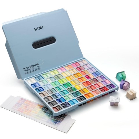 HIMI Twin Cup Gouache Set - 112 Colours (Ice Blue Case Edition) 