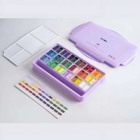 HIMI Twin Cup Gouache Set - 36 Colours (Purple Case Edition)