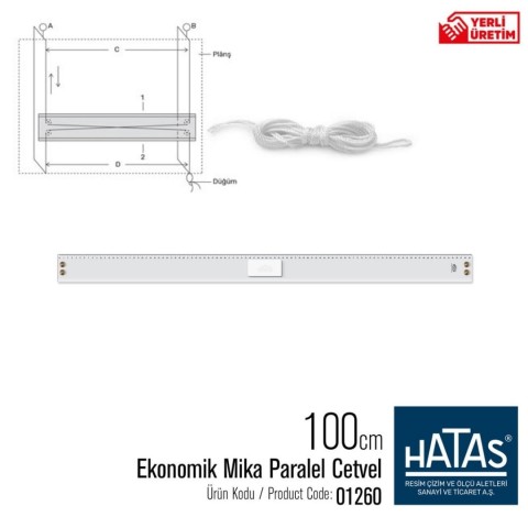Hatas Ekonomik Mika Paralel Cetvel 100 Cm. ( Taksi