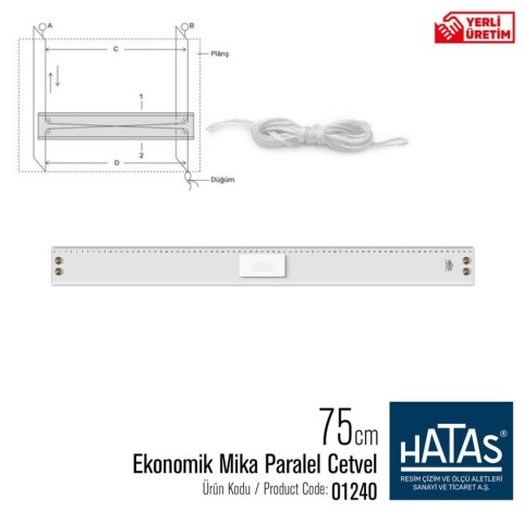 Hatas Ekonomik Mika Paralel Cetvel 75 Cm.  ( Taksi