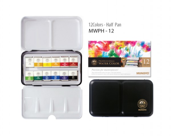Mungyo Professional Suluboya 1/2 Yarım Tablet 12 renk
