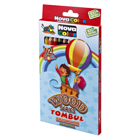 Novacolor Kuru Boya Uzun Tombul 12 Li Wood Serisi