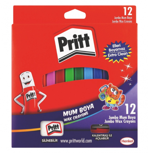 Pritt---jumbo Üçgen Silinebilir Pastel Boya - 12 Renk