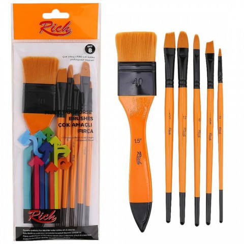 Rich 8000 Serisi 6'lı Karma Profesyonel Fırça Seti Set-8