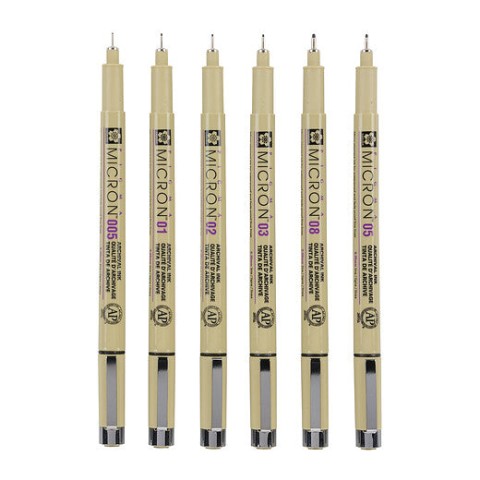 Sakura Pigma Micron fineliner set | 6 sizes, black