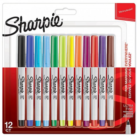 Sharpie Ultra Fine, Süper İnce Uç, 12'li Karışık Bls
