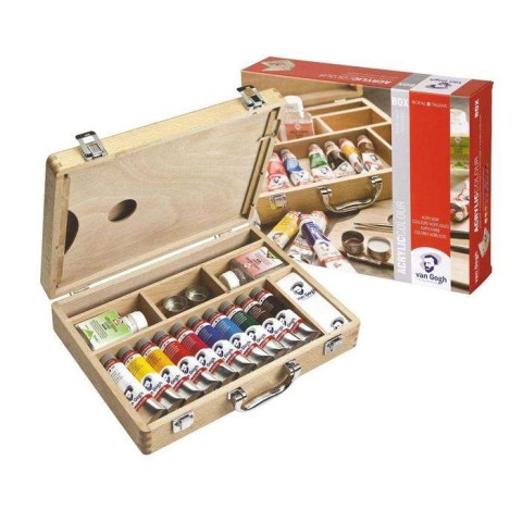 Van Gogh Acrylic colour wooden box Basic | 10 x 40 ml + accessories