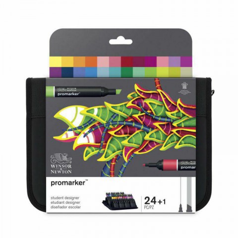 Winsor & Newton Promarker Grafik Kalemi Student Desınger 24 Renk Çantalı